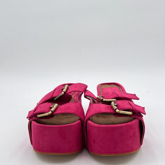 Women’s Pink Open Toe backless Espadrille Casual Flatform Platform Wedge Sandals - Picture 3 of 7